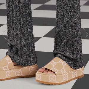 Gucci macro GG canvas platform sandals